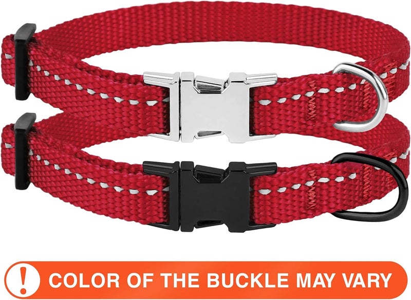 CollarDirect Reflective Dog Collar for a Small, Medium, Large Dog or Puppy with a Quick Release Buckle - Boy and Girl - Nylon Suitable for Swimming (7-11 Inch, Red) - Image 2